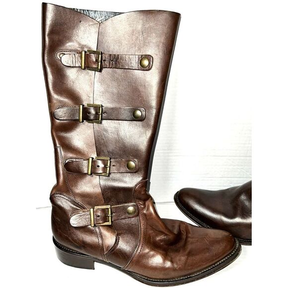 Kenneth Cole NY Brown Leather Equestrian Riding Ride Seek Boots Shoes Women 10 M - Picture 3 of 8